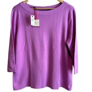 Talbots Classics Bateau Neck Sweater Pullover Top 2X Petite Lavender Pink Lilac